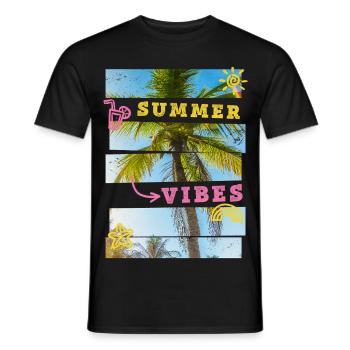 Sommer Strand Meer Palmen Urlaub Summer Vibes - Männer T-Shirt - Schwarz - Vorne - AI Model Male 178 light (178cm)