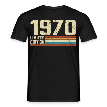 Vintage 1970 Anniversaire Rétro - Né en 1970 - T-shirt homme - noir - Devant - AI Model Male 178 light (178cm)