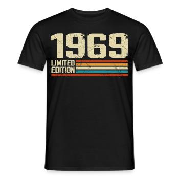 Vintage 1969 Anniversaire Rétro - Né en 1969 - T-shirt homme - noir - Devant - AI Model Male 178 light (178cm)