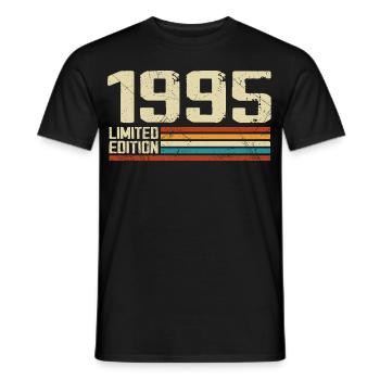 Vintage 1995 Anniversaire Rétro - Né en 1995 - T-shirt homme - noir - Devant - AI Model Male 178 light (178cm)
