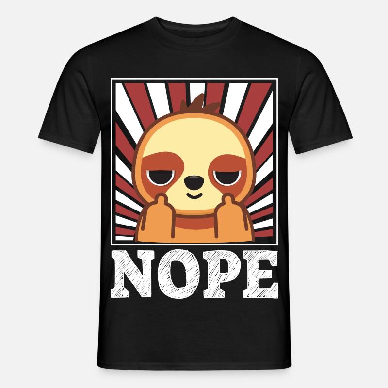 Nope - Faultier mit Mittelfinger - Männer T-Shirt - Schwarz