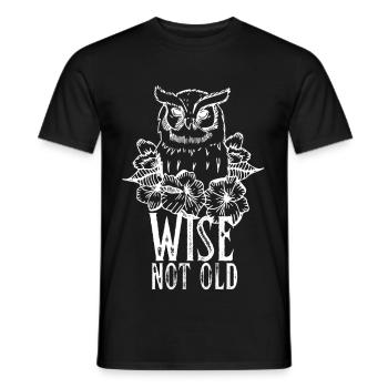 Hibou vintage et roses sages pas vieux - T-shirt homme - noir - Devant - AI Model Male 178 light (178cm)