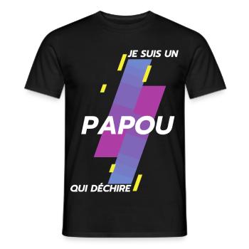 Je suis un Papou qui déchire Cadeau Humour Papy - T-shirt homme - noir - Devant - AI Model Male 178 light (178cm)