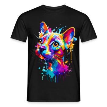 Cat Colorful - Colorful Cat - Sphynx Cat - Men's T-Shirt - black - Front - AI Model Male 178 light (178cm)
