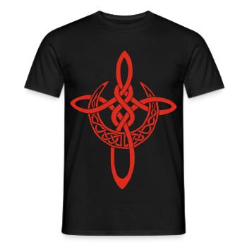 Red Lunar Cross - Men's T-Shirt - black - Front - AI Model Male 178 light (178cm)