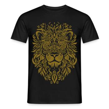Löwe Mandala Gesicht Löwenkopf Floral - Männer T-Shirt - Schwarz - Vorne - AI Model Male 178 light (178cm)