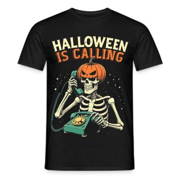 Halloween Skelett mit Kürbis - Männer T-Shirt - Schwarz - Vorne - AI Model Male 178 light (178cm)