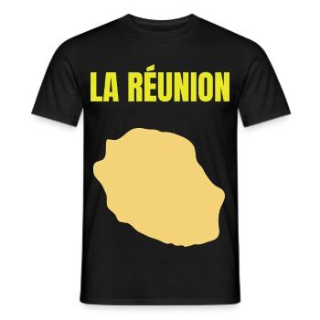 T-Shirt mit goldener Karte auf der Insel La Réunion - Männer T-Shirt - Schwarz - Vorne - AI Model Male 178 light (178cm)