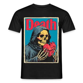Death with Heart Skeleton - Men's T-Shirt - black - Front - AI Model Male 178 light (178cm)