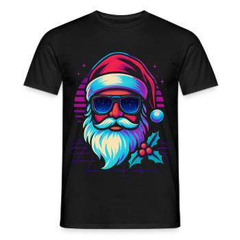 Santa Claus Funny Retro Gaming - Men's T-Shirt - black - Front - AI Model Male 178 light (178cm)