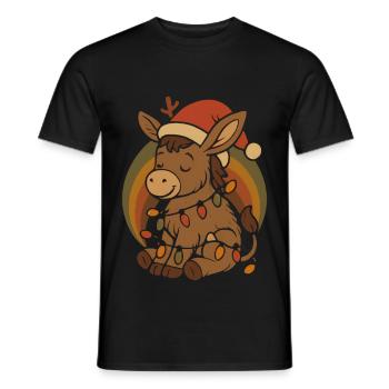 Cadeau de Noël Vintage Retro Elfe Âne - T-shirt homme - noir - Devant - AI Model Male 178 light (178cm)