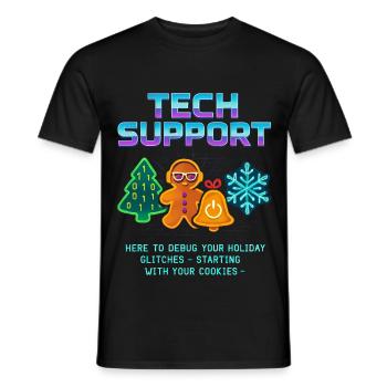 Funny Technical Support Debug Christmas - Men's T-Shirt - black - Front - AI Model Male 178 light (178cm)