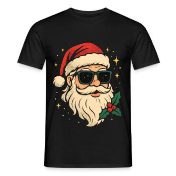 Cool Santa Claus Sunglasses Retro Vintage - Men's T-Shirt - black - Front - AI Model Male 178 light (178cm)