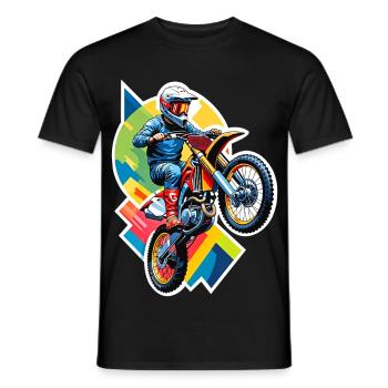 Motocross biker motorcycle cross trial enduro freestyle - Men's T-Shirt - black - Front - AI Model Male 178 light (178cm)