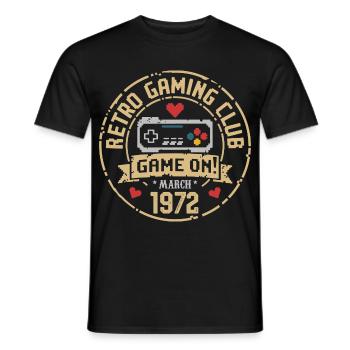 March 1972 Birthday Gift March 1972 Born - Men's T-Shirt - black - Front - AI Model Male 178 light (178cm)