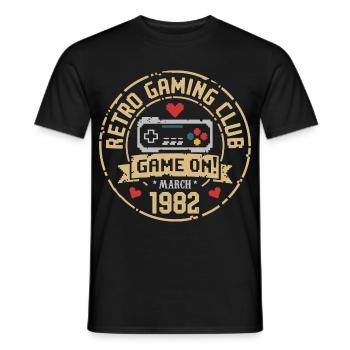Mars 1982 Cadeau d’anniversaire Mars 1982 Naissance - T-shirt homme - noir - Devant - AI Model Male 178 light (178cm)