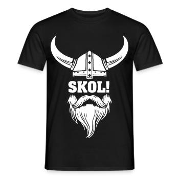 Viking Skol Casque à Cornes Barbe Mascotte - T-shirt homme - noir - Devant - AI Model Male 178 light (178cm)