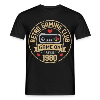 Avril 1980 Anniversaire avril 1980 Rétro - T-shirt homme - noir - Devant - AI Model Male 178 light (178cm)