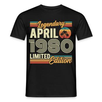 April 1980 46th Anniversary Gift - April 1980 - Men's T-Shirt - black - Front - AI Model Male 178 light (178cm)