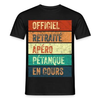 Retraite Apéro Pétanque - T-shirt homme - noir - Devant - AI Model Male 178 light (178cm)