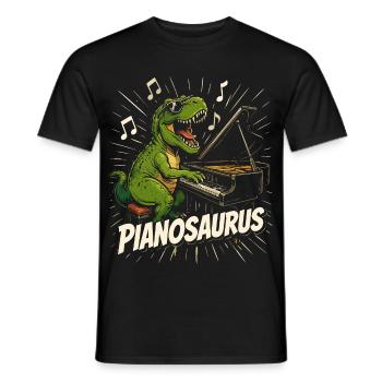 Spaßiger Pianist-Dinosaurier - Männer T-Shirt - Schwarz - Vorne - AI Model Male 178 light (178cm)