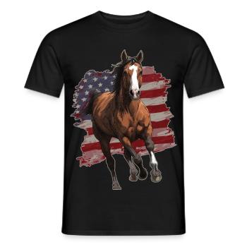 Pferd USA Flagge - Männer T-Shirt - Schwarz - Vorne - AI Model Male 178 light (178cm)