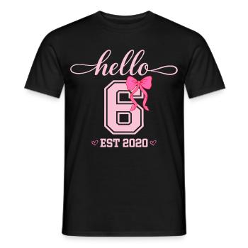 Hello 6 Est 2020 Mädchen Geburtstag Design - Männer T-Shirt - Schwarz - Vorne - AI Model Male 178 light (178cm)