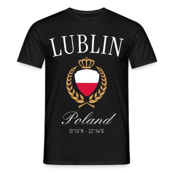 Couronne des armoiries de Lublin, Pologne, souvenir de voyage - T-shirt homme - noir - Devant - AI Model Male 178 light (178cm)