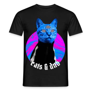 Cats & DnB Cat Stylish Drum And Bass Rave Outfit - Men's T-Shirt - black - Front - AI Model Male 178 light (178cm)