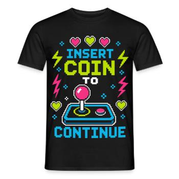 Insert Coin To Continue Retro Gaming - Men's T-Shirt - black - Front - AI Model Male 178 light (178cm)