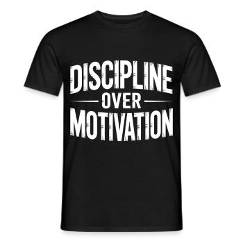 La discipline plutôt que la motivation pour le sportif de fitness - T-shirt homme - noir - Devant - AI Model Male 178 light (178cm)