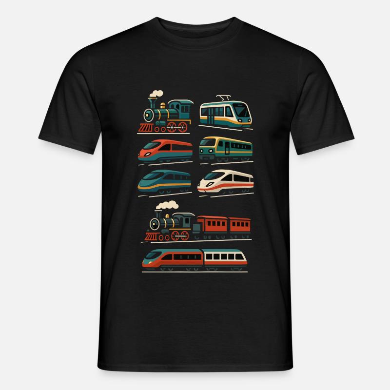 Züge Design – Retro trifft Highspeed - Männer T-Shirt - Schwarz