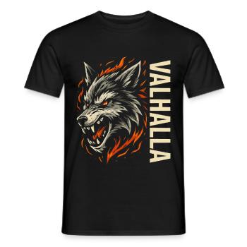 Loup Valhalla – guerrier nordique - T-shirt homme - noir - Devant - AI Model Male 178 light (178cm)