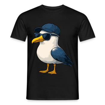 Mouette avec lunettes de soleil et casquette - Maritim Meer - T-shirt homme - noir - Devant - AI Model Male 178 light (178cm)