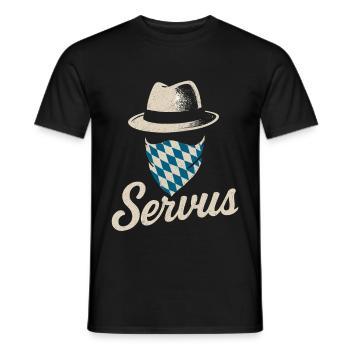 Servus – Salutation bavaroise au look vintage - T-shirt homme - noir - Devant - AI Model Male 178 light (178cm)