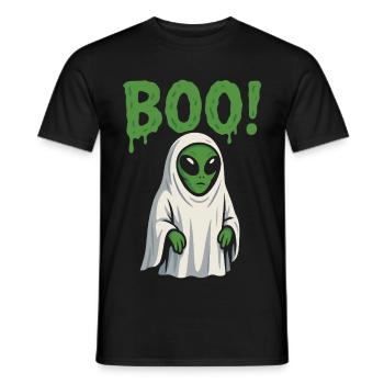 Alien Ghost Boo Funny Halloween Costume - Men's T-Shirt - black - Front - AI Model Male 178 light (178cm)