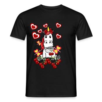 Retro Unicorn Cherries Vintage 80s Summer - Men's T-Shirt - black - Front - AI Model Male 178 light (178cm)