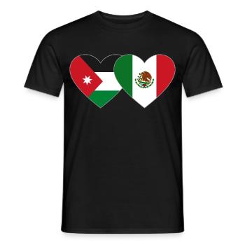 Jordanien Mexiko Flagge Herz - Männer T-Shirt - Schwarz - Vorne - AI Model Male 178 light (178cm)