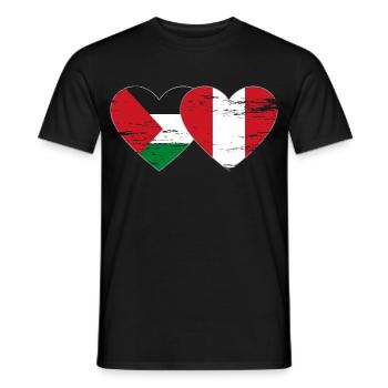 Drapeau de la Palestine Pérou coeur utilisé - T-shirt homme - noir - Devant - AI Model Male 178 light (178cm)