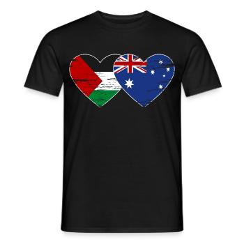 Palestine Australie Drapeau Coeur Utilisé - T-shirt homme - noir - Devant - AI Model Male 178 light (178cm)