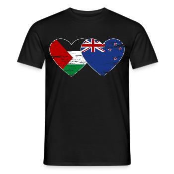 Palestine New Zealand flag heart used - Men's T-Shirt - black - Front - AI Model Male 178 light (178cm)