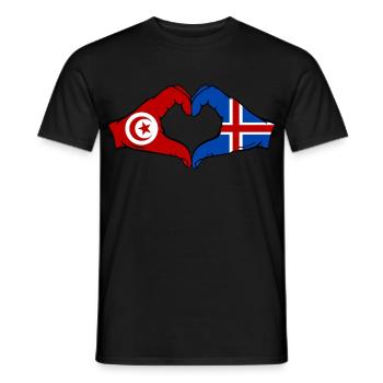 Tunisie Islande Drapeau Mains Coeur Forme - T-shirt homme - noir - Devant - AI Model Male 178 light (178cm)