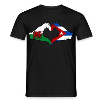 Pays de Galles Cuba Drapeau Mains Coeur Forme - T-shirt homme - noir - Devant - AI Model Male 178 light (178cm)