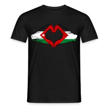 Jordan Palestine Flag Hands Heart Shape Used - Men's T-Shirt - black - Front - AI Model Male 178 light (178cm)