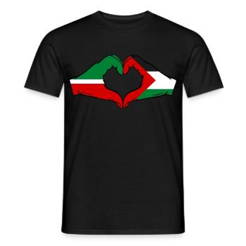 Tatarstan Palestine Flag Hands Heart Shape - Men's T-Shirt - black - Front - AI Model Male 178 light (178cm)