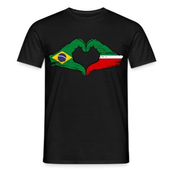 Brazil Tatarstan Flag Hands Heart Shape Used - Men's T-Shirt - black - Front - AI Model Male 178 light (178cm)