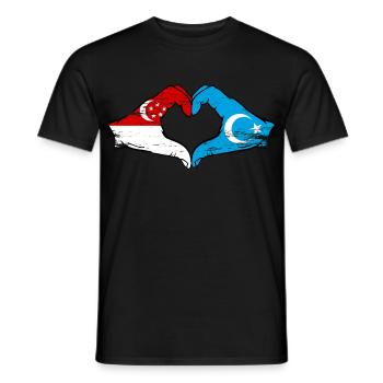 Drapeau ouïghour de Singapour mains en forme de coeur utilisé - T-shirt homme - noir - Devant - AI Model Male 178 light (178cm)