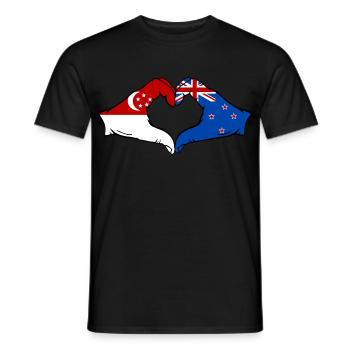 Singapur Neuseeland Flagge Hände Herzform - Männer T-Shirt - Schwarz - Vorne - AI Model Male 178 light (178cm)