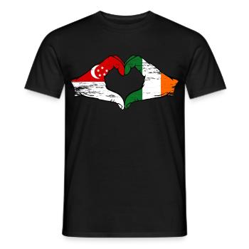 Singapur Irland Flagge Hände Herzform used - Männer T-Shirt - Schwarz - Vorne - AI Model Male 178 light (178cm)