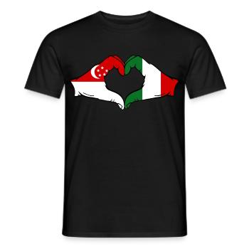 Singapore Italy Flag Hands Heart Shape - Men's T-Shirt - black - Front - AI Model Male 178 light (178cm)